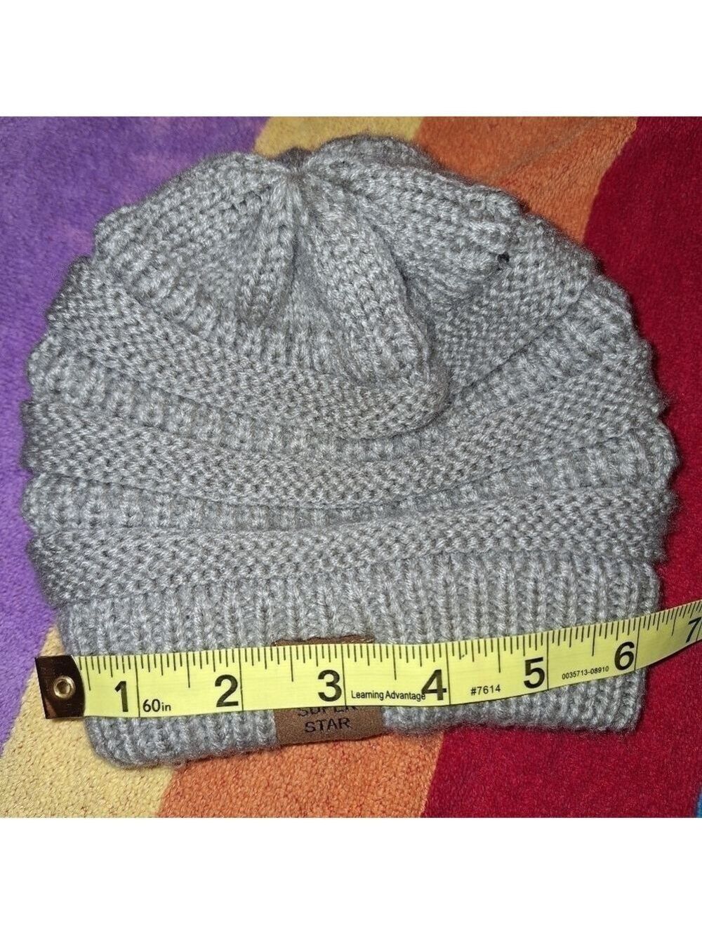 Gray Knit Toddler Beanie Stocking Cap - Picture 2 of 2